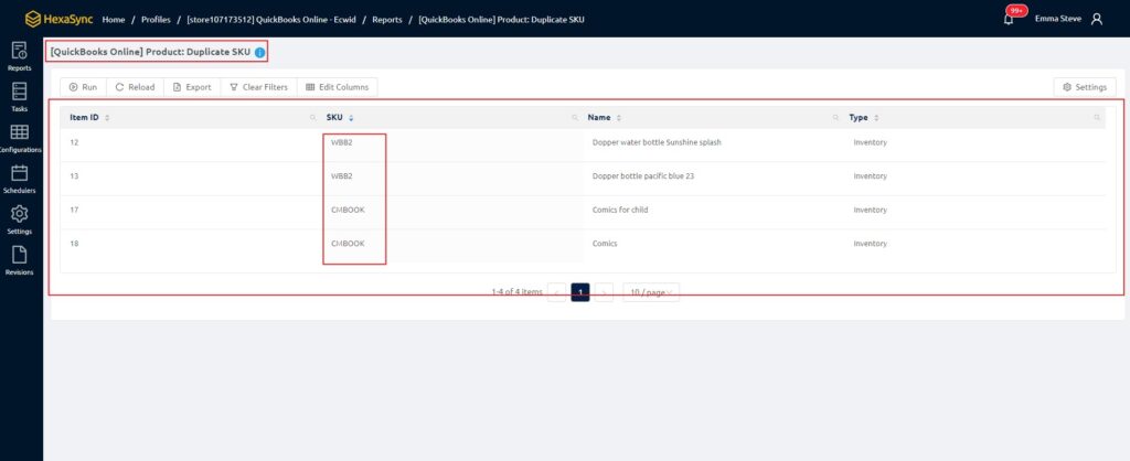 beehexa duplicate sku report hexasync