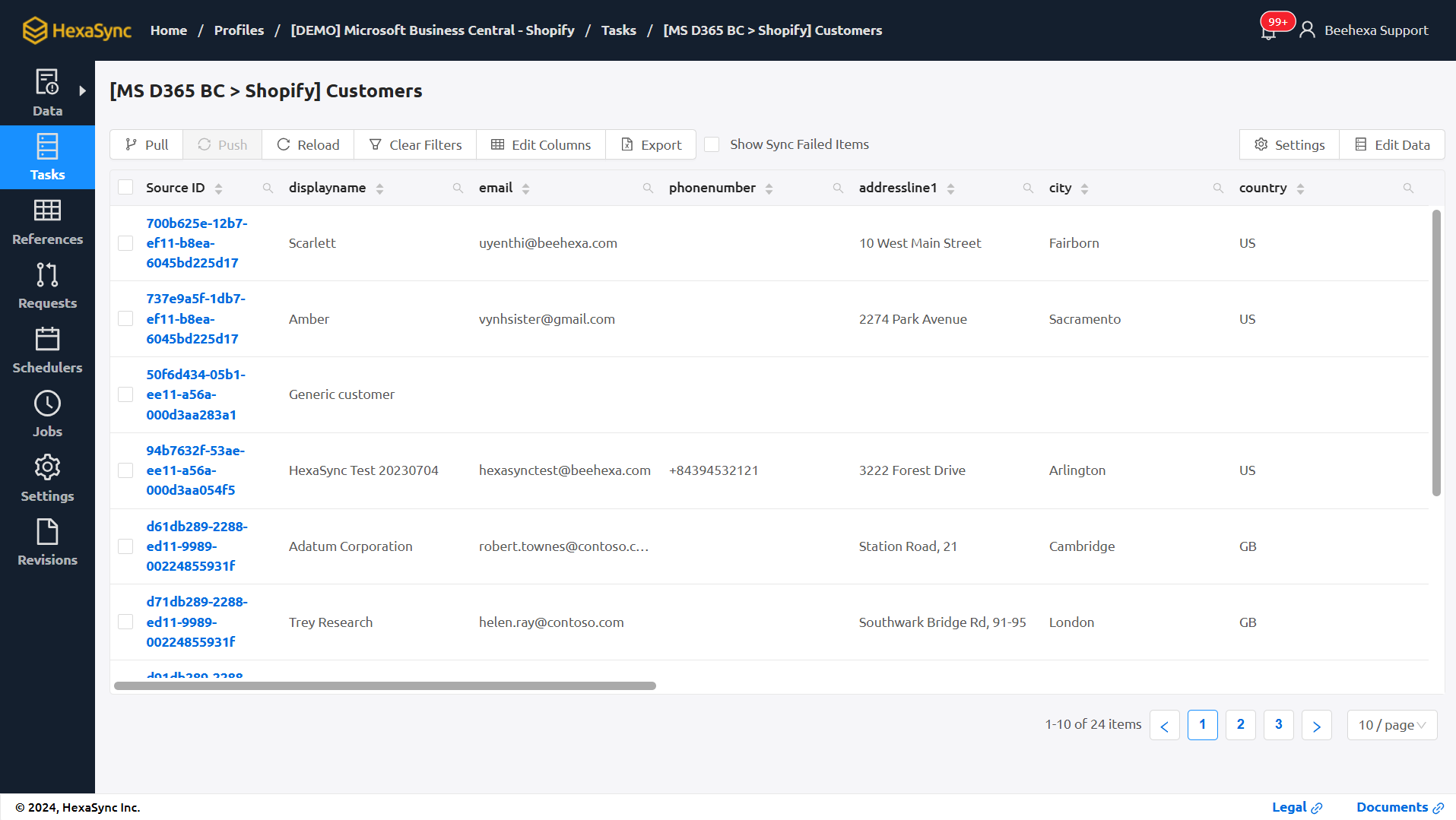 hexasync customer sync task