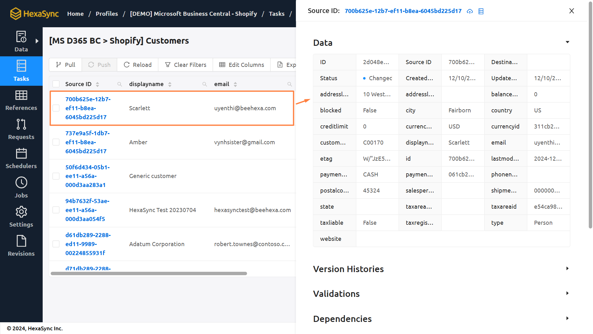 hexasync customer sync errors detection