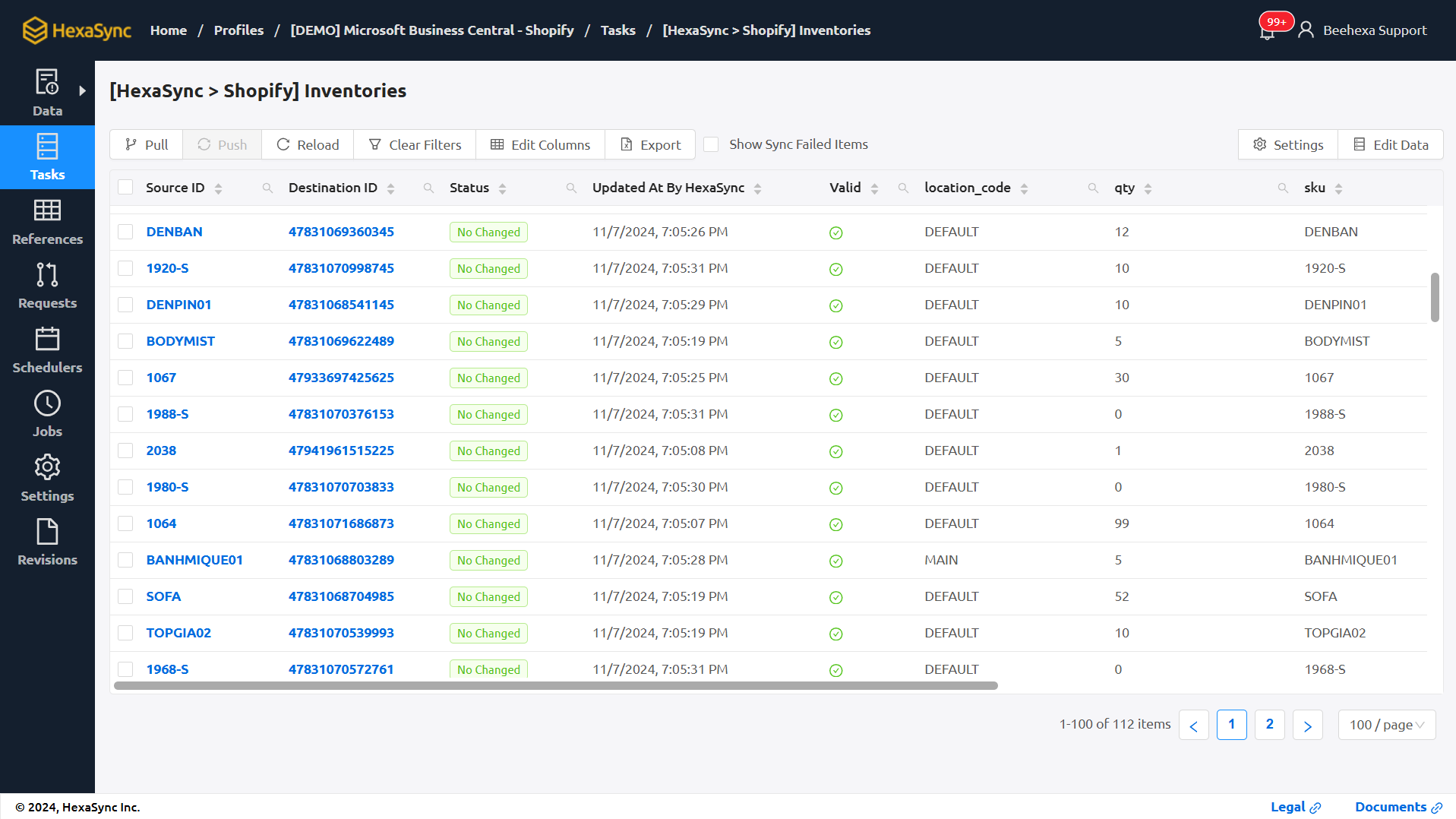 hexasync stock sync task